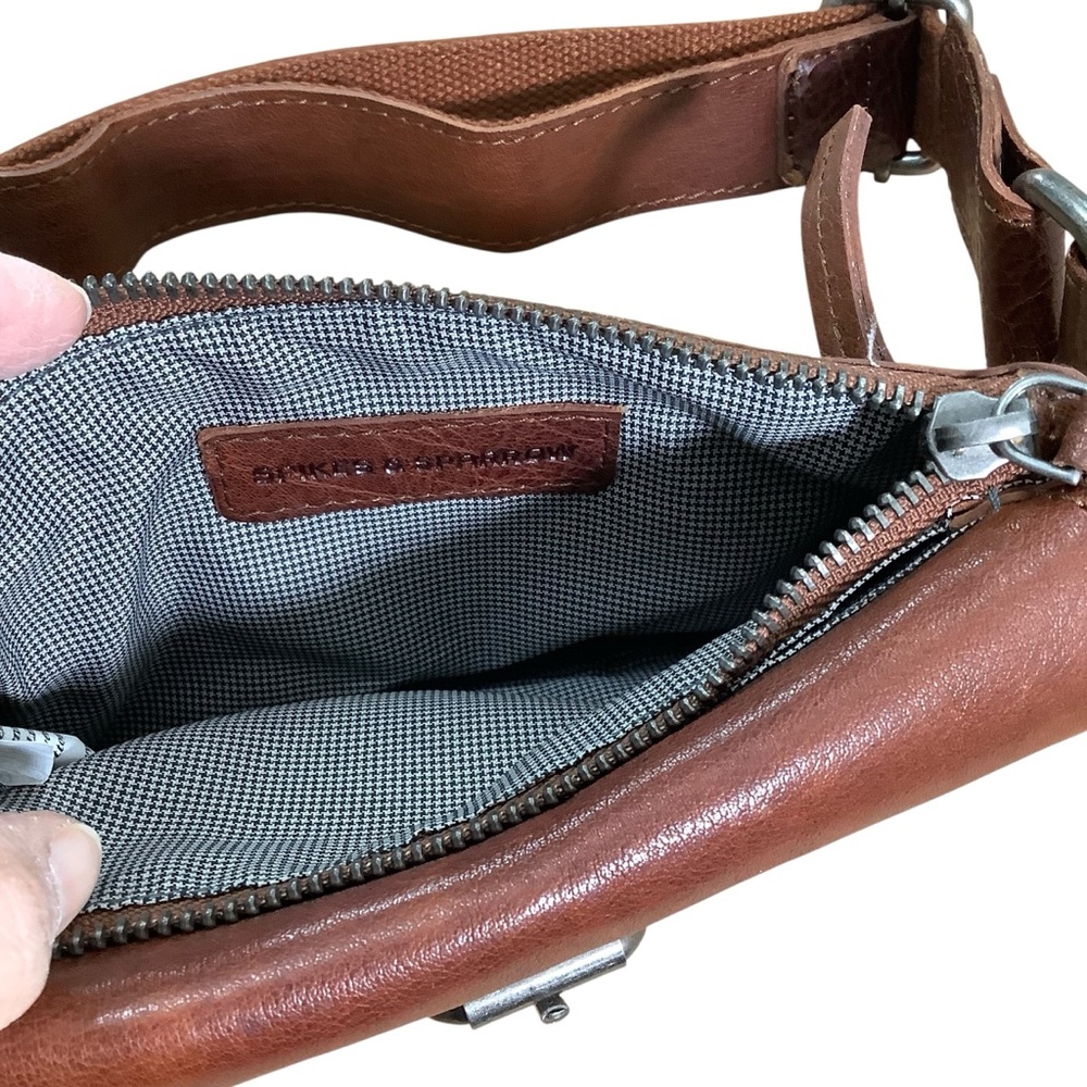 Spikes & Sparrow Brown Leather Hip Bag With Adjustbale Crossbody Snaps - Picture 9 of 12